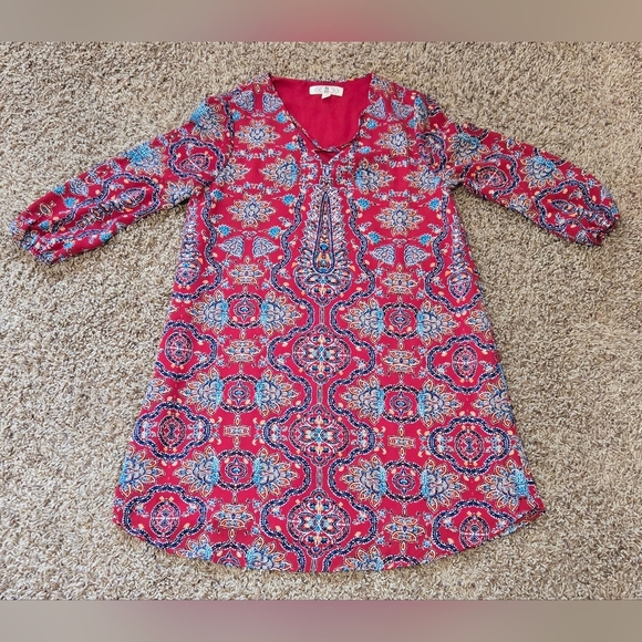 Pink Rose Dress With Colorful Print - Picture 1 of 8